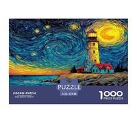 Unique 1000 Piece Jigsaw Puzzle - Coastal Lighthouse Artistic Landscape, for Stress Relief & Fun, Home Decoration, Birthday Gifts for Children Boys Girls 52x38cm/1000pcs