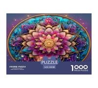 Unique 1000 Piece Jigsaw Puzzle - Colorful Mandala Artistic Plants, for Stress Relief & Fun, for Home Decor, Birthday Gifts for Children Boys Girls 52x38cm/1000pcs