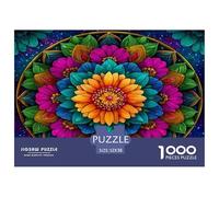 Unique 1000 Piece Jigsaw Puzzle - Colorful Mandala Artistic Plants, Impossible Hard Difficult Challenging Puzzles, Unique Home Decor, Birthday Gifts for Children Boys Girls 52x38cm/1000pcs