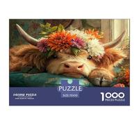 Unique 1000 Piece Jigsaw Puzzle - Highland Cow Art Artistic Animals, Impossible Hard Difficult Challenging Puzzles, Unique Home Decor, Birthday Gifts for Children Boys Girls 70x50cm/1000pcs