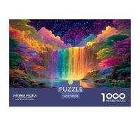 Unique 1000 Piece Jigsaw Puzzle - Rainbow Waterfall Artistic Landscape, Impossible Hard Difficult Challenging Puzzles, Unique Home Decor, Birthday Gifts for Children Boys Girls 52x38cm/1000pcs