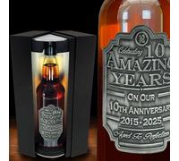 Unique 10th Wedding Anniversary Idea For Him Men - Award Winning Scotch Whisky Gift Set With Personalised Pewter Label - Supplied In Presentation Box [EPW02]