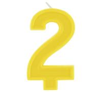 Unique 11792 - Birthday Candle - 9 cm - Raised Border Shape - Number 2 - Yellow Colour - 1 Count (Pack of 1)