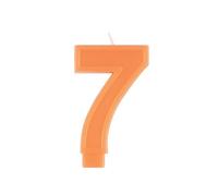 Unique 11797 - Birthday Candle - 9 cm - Raised Border Shape - Number 7 - Orange Colour - 1 Count (Pack of 1)