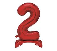 Unique 13422 - Giant Standing Foil Number 2 Balloon - 76 cm - Red, Large