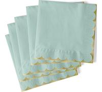 Unique 16073 Paper Napkins-16.5 cm-Foil Scalloped Pastel Blue-20 Count (Pack of 1), Light Blue, 6 Inches x 6 Inches