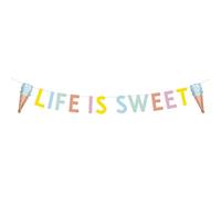 Unique 16717 - Banner with Mini Foil Balloons - "Life is Sweet" - Pastel Ice Cream Summer Party - 1 Count (Pack of 1)