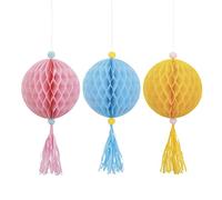 Unique 16749 Hanging Honeycomb Decoration Kit-Pastel Ice Cream Summer Party-3 Count (Pack of 1), Multicolour