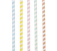 Unique 16758 Paper Milkshake Straws-Pastel Ice Cream Summer Party-10 Count (Pack of 1), Multicolour