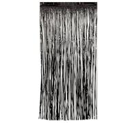 Unique 16859 Foil Fringe Door Curtain x 2 m-Black Colour-1 Count (Pack of 1)