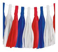 Unique 18839 Paper Tassel Garland-2.28 m-Red, White & Blue-Patriotic Party-1 Count (Pack of 1), Multicolour