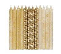 Unique Spiral Birthday Candles 19976 – Gold & Glitter – Pack of 24, 6 cm