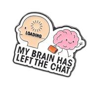 Unique 2.3Cm Brains Escape Alloy Pin Trendy Statement Lapel Pin for Outfit Bag Hat Humorous Styles Accessory My Brains Has Left the Chat