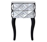 Unique 2 Drawer Bedside Table, Elegant Square Side Tables With Cut Glass Handles, Compact Lounge Sidetable Premier Housewares Silver One Size