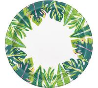 Unique 20945 Paper Plates-23 cm-Tropical Leaves Summer Party-Pack of 8, Multicolour