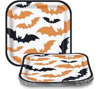 Unique 23394 Square Paper Plates-18 cm-Happy Haunting Halloween Party-8 Count (Pack of 1), Multicolour