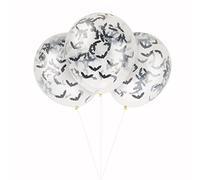 Unique 23657 - Pre-Filled Bat-Shaped Confetti Halloween Balloons - 40 cm - Silver Bats Halloween Party - 5 Count (Pack of 1)