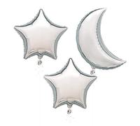 Unique 23751 Foil Moon and Stars Balloon Kit-Halloween Party-Set of 3, Silver