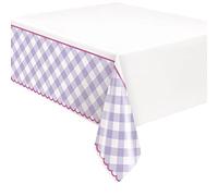 Unique 25533 Plastic Tablecloth-2.13 m x 1.37 m-Pastel Gingham Party-1 Count (Pack of 1), Multicolour