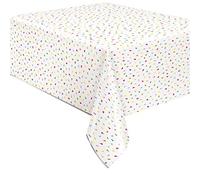 Unique 26193 Plastic Foil Tablecloth-2.13 m x 1.37 m-Bright Triangle Birthday Party-1 Count (Pack of 1), Multicolour