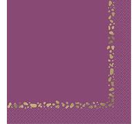 Unique 26222 Foil Stamped Paper Napkins-16.5 cm-Modern Gold & Purple Party-16 Count (Pack of 1), Multicolour, Mittel