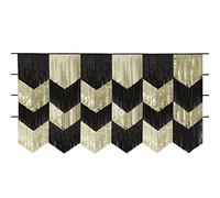 Unique 26257 Scalloped Foil Fringe Garland Backdrop Kit-4 x 1.82 m-Black & Gold Colour-1 Count (Pack of 1), Multicolour
