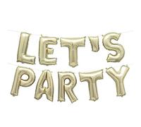 Unique 28758 Letter Balloon Banner Kit-Let's Party-Gold Colour-1 Count (Pack of 1)