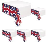 Unique 28793 Plastic Tablecloth-2.74 1.37 m-Union Jack Party, Multicolour, 2.74m x 1.37m (Pack of 5)