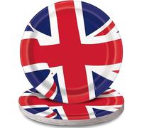 Unique 28795 Paper Plates-23 cm-Union Jack Party-Pack of 8, Multicolour