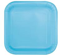 Unique 30900EU Eco-Friendly Square Paper Plates-18 cm-Baby Blue Colour-16 Count (Pack of 1)