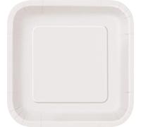 Unique 31052EU Eco-Friendly Square Paper Plates-23 cm-White Colour-14 Count (Pack of 1), Pack of 14