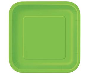 Unique 31429EU - Eco-Friendly Square Paper Plates - 23 cm - Lime Green Colour - 14 Count (Pack of 1)