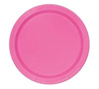 Unique 31434EU Eco-Friendly Paper Plates-18 cm-Hot Pink Colour-20 Count (Pack of 1), Pack of 20