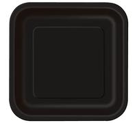 Unique 32060EU Eco-Friendly Square Paper Plates-23 cm-Black Colour-14 Count (Pack of 1), Pack of 14