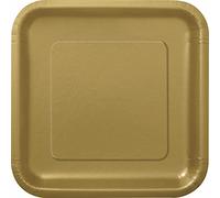 Unique 33240EU - Eco-Friendly Square Paper Plates - 18 cm - Gold Colour - 16 Count (Pack of 1)