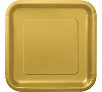 Unique 33243EU - Eco-Friendly Square Paper Plates - 23 cm - Gold Colour - 14 Count (Pack of 1)