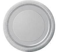 Unique 3344EU Eco-Friendly Paper Plates-18 cm-Silver Colour-8 Count (Pack of 1), Pack of 8