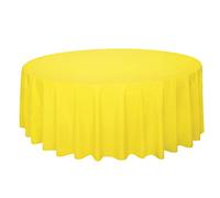 Unique 35597 Round Plastic Tablecloth-2.13 m-Neon Yellow