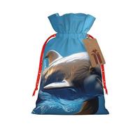 Unique 3D Animal dolphin print Christmas Packing Bag Linen Bags with Drawstring Funny Wedding Present Bag