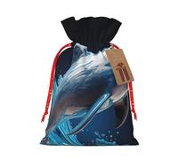 Unique 3D Animal dolphin print Christmas Packing Bag Linen Bags with Drawstring Funny Wedding Present Bag