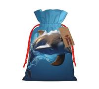 Unique 3D Animal dolphin print Christmas Packing Bag Linen Bags with Drawstring Wedding Present Bag