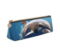 Unique 3D Animal Dolphin Print Student Pencil Case Large Capacity Triangle Pouch Daily Essentials School College