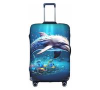 Unique 3D Animal dolphin print Washable Travel Luggage Cover Abstract Colorful Print Luggage Suitcase Protector, White, Small, White, Small