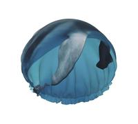 Unique 3D Animal dolphin Printed Double-Layer Waterproof Shower Cap - Reusable Spa & Face Mask Bathing Hat for Travel, Home Care & Beauty Routine