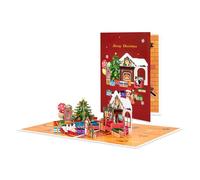 Unique 3D Christmas Card Collection with Envelope and Blanks Note | 3D Popup Houses Card Christmas Houses Greeting Card Decoration for New Years Colorful Festival Greetings