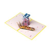 Unique 3D Flower Folding Greeting Card Elegant 3D Rural Windmill Greeting Card Gift Envelope for Women Easy to Give