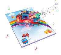 Unique 3D Light Up Rainbow Train Postcard Greeting Card with Music Foldable LED Lighting Surprise with Envelope Anniversary Memory