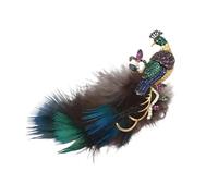 Unique 3D Peacock Feather Alloy Brooch with Zircon Stone Lightweight Lapel Pin Statement Accessories for Jacket Dress Premium Alloy Feather Brooch