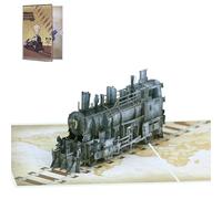 Unique 3D Popup Train Greeting Card with Envelope Foldable Happy Birthday for Dad Party Invitation Adults Birthday Card