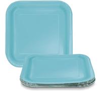Unique 46861 Square Paper Plates-18 cm-Teal Colour-Pack of 16